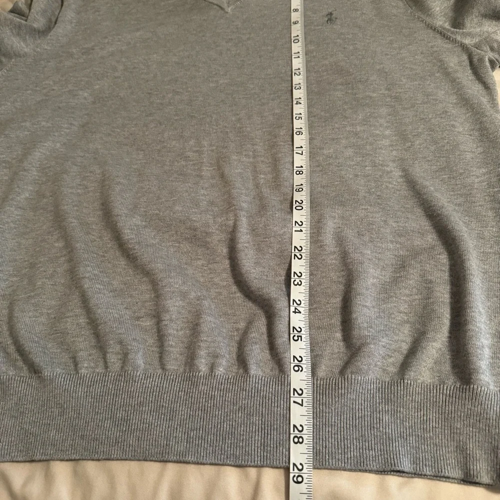 Polo Ralph Lauren Mens Size XL Gray V-Neck Knitted Pima Cotton Sweater Gray Pony - Picture 7 of 8